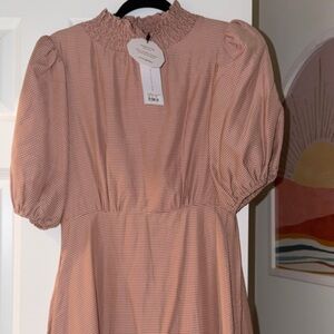 Little Mistress Pink Gingham Long Sleeve Dress